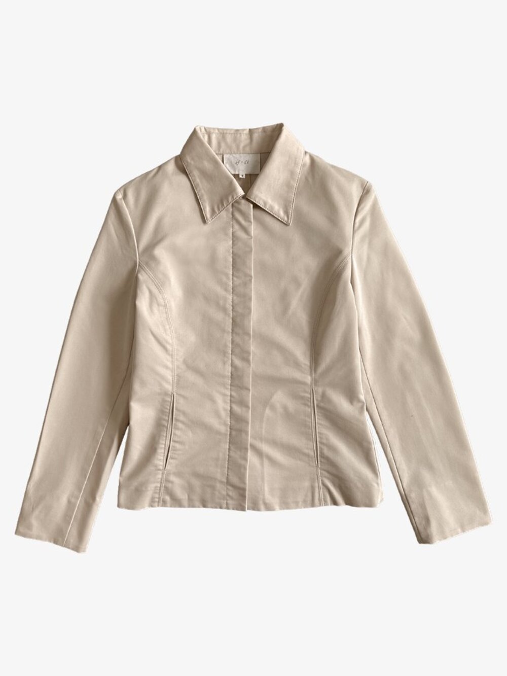 Japanese Beige Lightweight Hidden Button Collared Jacket by ef-de